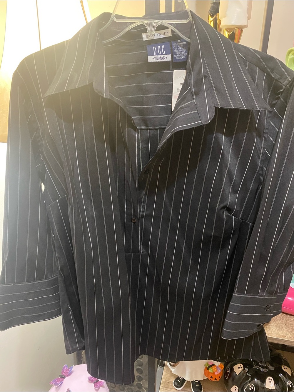 DC Black Shirt with White Pinstripes
